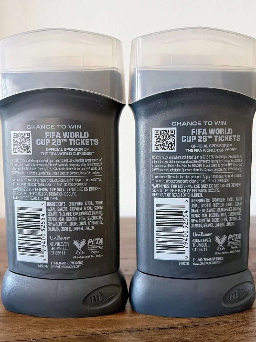 2 Dove Men+Care Fresh Victory FIFA World Cup Deodorant Stick 72H 3 OZ